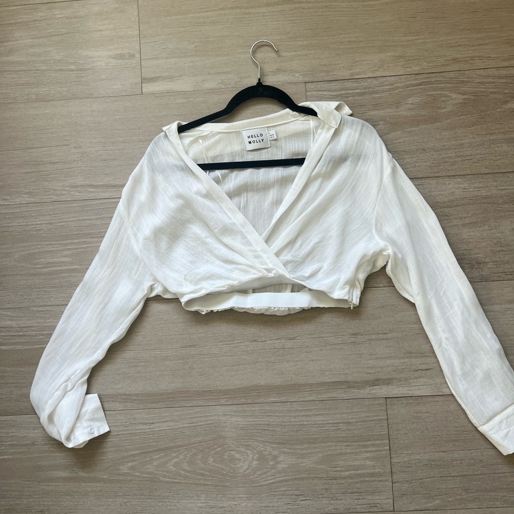 White hello molly crop top